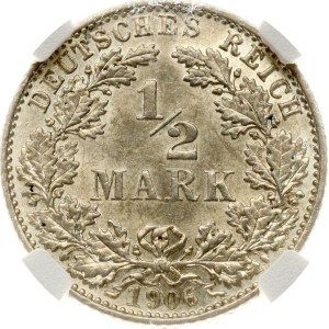 Deutschland 1/2 Mark 1906 E NGC MS 62