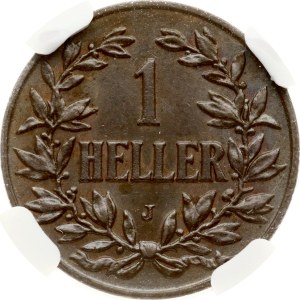 German East Africa 1 Heller 1912 J NGC MS 63 BN