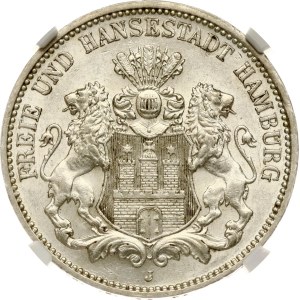 Germany Hamburg 3 Mark 1912 J NGC MS 63