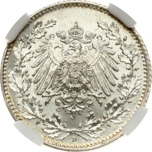 Niemcy 1/2 Marka 1918 D NGC MS 67