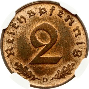 Deutschland Drittes Reich 2 Reichspfennig 1938 D NGC MS 63 RB