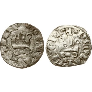 Fränkisches Griechenland Achaea Denier Tournois ND (1297-1307) Lot von 2 Münzen