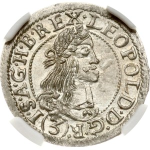Hungary 3 Kreuzer 1667 KB NGC MS 63