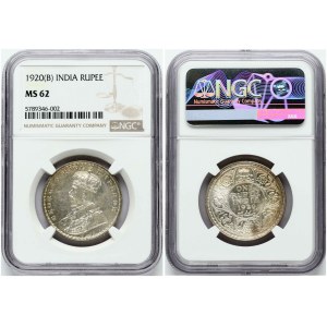 India British Rupee 1920 B NGC MS 62