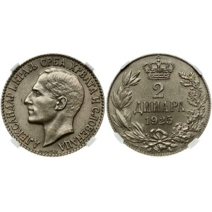 Jugosławia 2 Dinara 1925 NGC MS 64