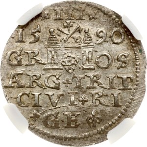 Poland Trojak 1590 Riga NGC MS 62