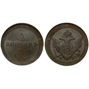 Russia 5 Kopecks 1805 KМ NGC MS 63 BN