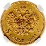 Russia 5 Roubles 1901 ФЗ NGC MS 66