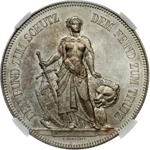 Szwajcaria 5 franków 1885 Bern Shooting Festival NGC MS 63