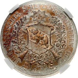 Szwajcaria 5 franków 1885 Bern Shooting Festival NGC MS 63