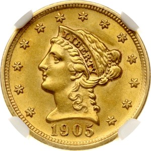 USA 2½ dolára 1905 NGC MS 62
