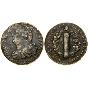 Frankreich, 2 Salze, 1792 A, Paris