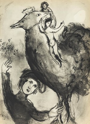 Marc Chagall (1887 Łoźno k. Witebska-1985 Saint-Paul de Vence), Sokół (Le Faucon) z cyklu Dekameron Boccaccia (Contes de Boccace), 1950