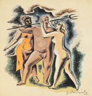 Jerzy Skarżyński (1924-2004), Para prac - kompozycje z trzema postaciami