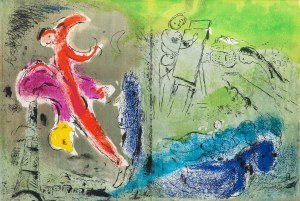 Marc Chagall (1887 Łoźno k. Witebska-1985 Saint-Paul de Vence), Wizja Paryża, 1952