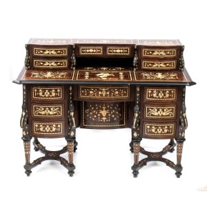 Bureau Mazarin incrusté d'ivoire - Italie, XIXe siècle