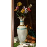 Jean Auguste Dominique Ingres (ambito di) (Montauban 1780 - Parigi 1867) Portrait of a Young Lady Seated with a Vase of Flowers - France, 19th century