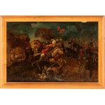 A pair of paintings depicting battle and hunting scenes - 18th century