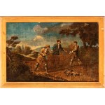 A pair of paintings depicting battle and hunting scenes - 18th century