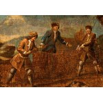 A pair of paintings depicting battle and hunting scenes - 18th century