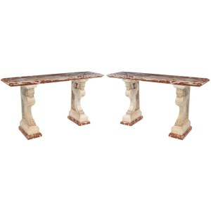 Pair of marble side tables - Rome, late 17th century