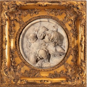 EDWARD WILLIAM WYON (ambito di) Clipeus en marbre avec des enfants - 19e siècle