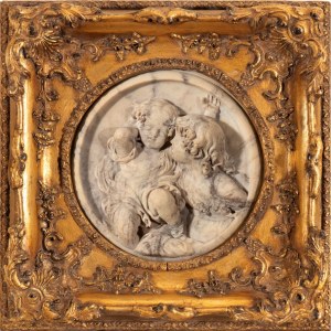 EDWARD WILLIAM WYON (ambito di) Marble clipeus with children - 19th century