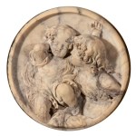 EDWARD WILLIAM WYON (ambito di) Clipeus en marbre avec des enfants - 19e siècle