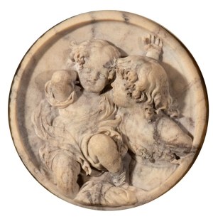 EDWARD WILLIAM WYON (ambito di) Marble clipeus with children - 19th century
