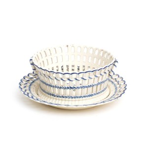 Perforowany kosz kratowy z porcelany Niderviller - Francja, koniec XVIII - początek XIX wieku