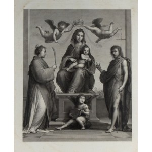 Maurizio Steinla (1791 - 1858) Engraving of Madonna and Child Enthroned among Saints and Angels - 19th century
