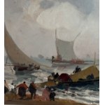 DI MARINO, Marine view with fishermen and figures - Di Marino