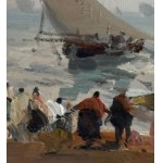 DI MARINO, Marine view with fishermen and figures - Di Marino