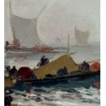 DI MARINO, Marine view with fishermen and figures - Di Marino