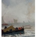 DI MARINO, Marine view with fishermen and figures - Di Marino