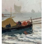 DI MARINO, Marine view with fishermen and figures - Di Marino