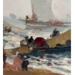 DI MARINO, Marine view with fishermen and figures - Di Marino