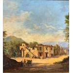 ANONIMO, Landscape with old farmhouse and figures
