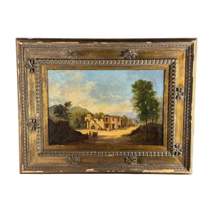 ANONIMO, Landscape with old farmhouse and figures