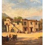 ANONIMO, Landscape with old farmhouse and figures