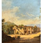 ANONIMO, Landscape with old farmhouse and figures