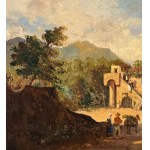 ANONIMO, Landscape with old farmhouse and figures
