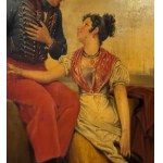ANONIMO, Gallant scene between a man in uniform and a woman in traditional dress