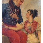 ANONIMO, Gallant scene between a man in uniform and a woman in traditional dress