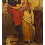 ANONIMO, Gallant scene between a man in uniform and a woman in traditional dress