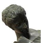 Yellow Siena marble clock with a high-quality lost-wax bronze sculpture