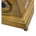 Yellow Siena marble clock with a high-quality lost-wax bronze sculpture