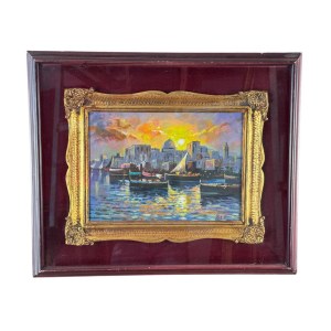 SCUOLA ITALIANA, Seaside with Boats at Sunset (unspecified location)