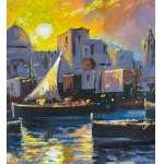 SCUOLA ITALIANA, Seaside with Boats at Sunset (unspecified location)
