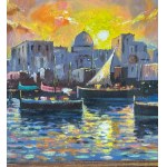 SCUOLA ITALIANA, Seaside with Boats at Sunset (unspecified location)